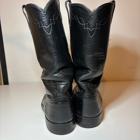 Custom Made Kangaroo Western Boots By Morado Brothers Almond Toe Black Size 12 - Picture 8 of 15